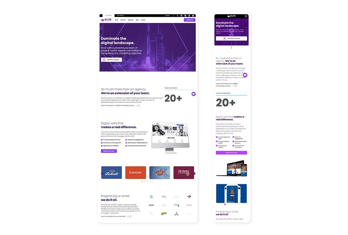 an image of Elite Digital website