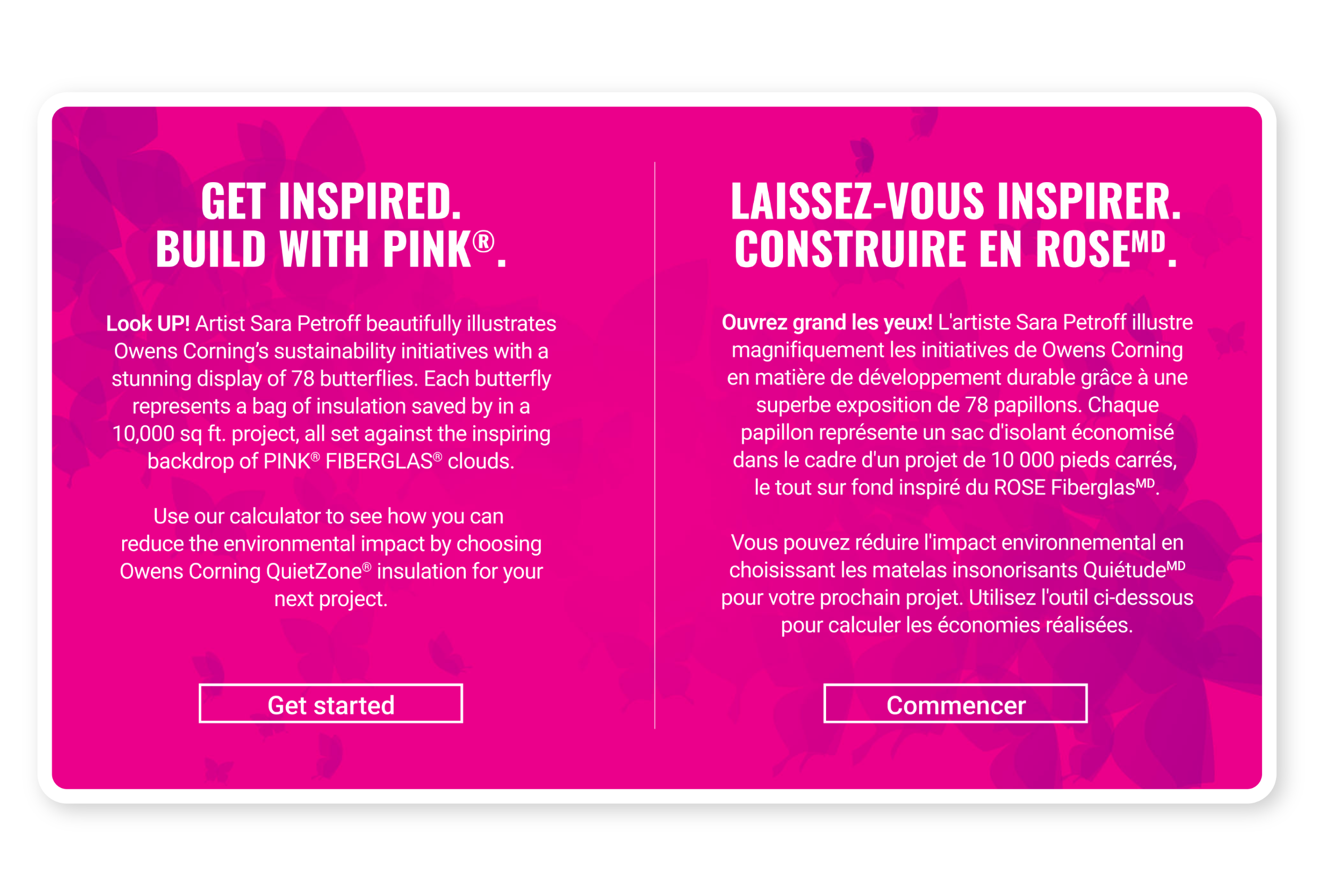 An image of Owens Corning digital kiosk start screen