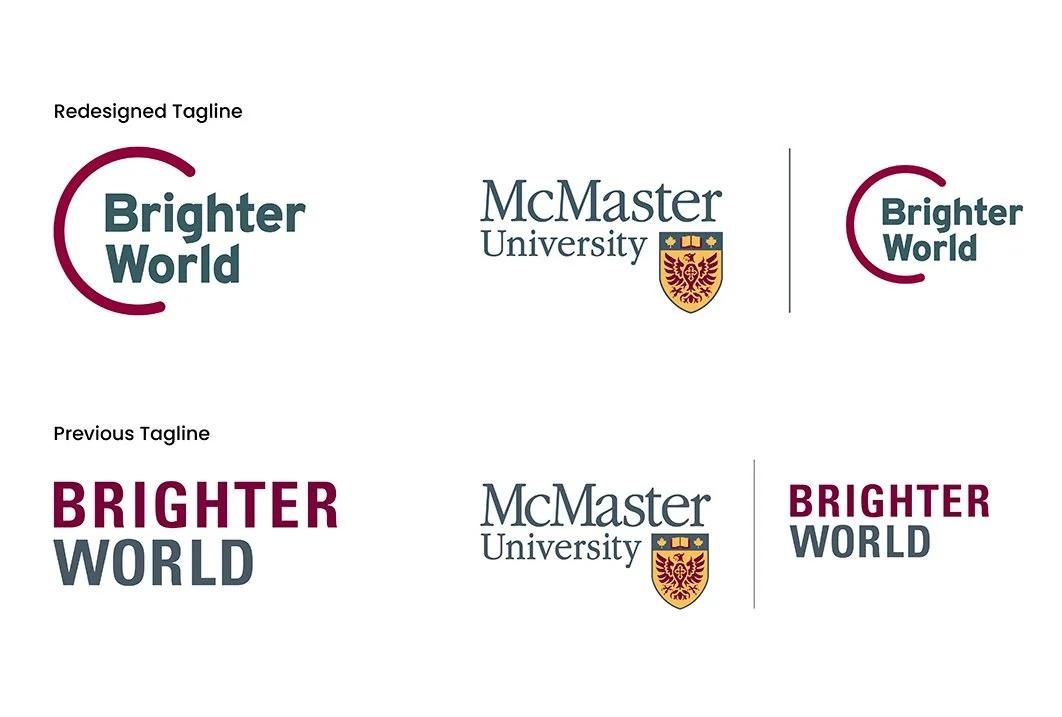 An image of McMaster University tagline logo comparison