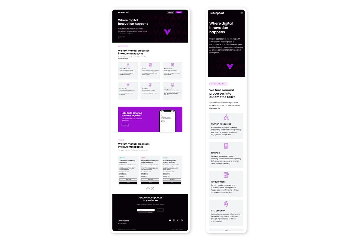 An image of the Avaropoint website