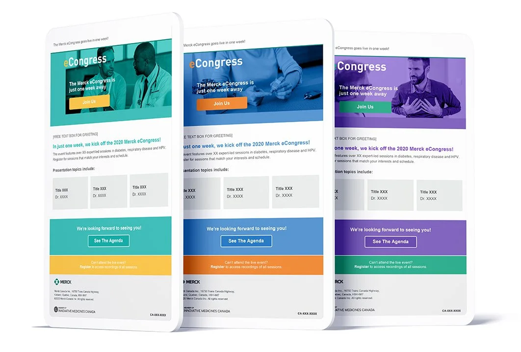 An image of Merck eCongress email on tablets