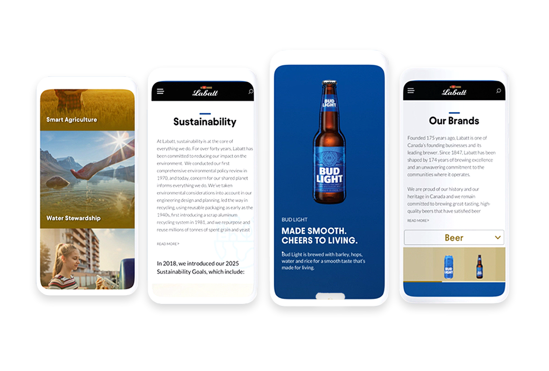 An image of Labatt website on mobile devices