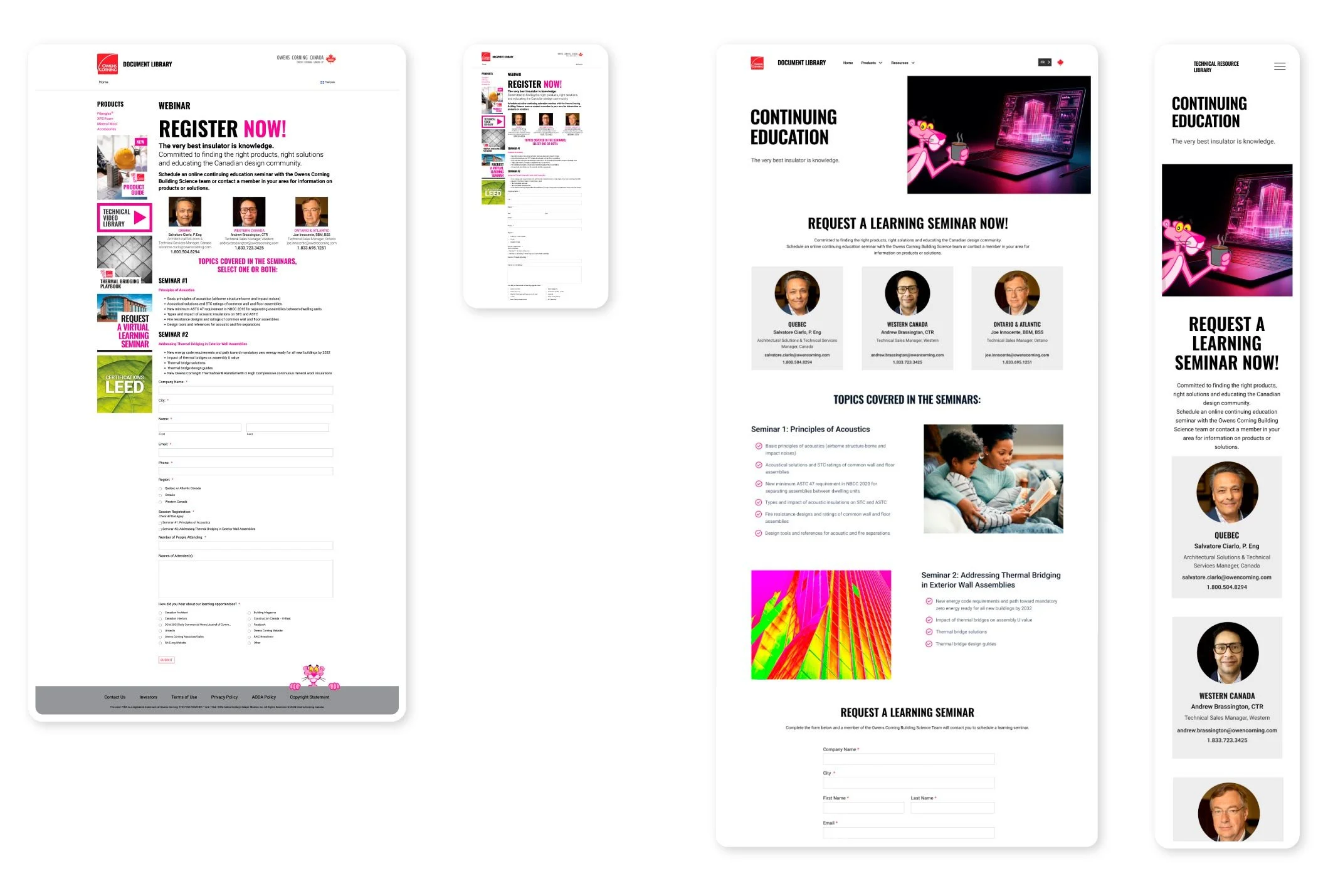 An image of the Owens Corning document library desktop and mobile