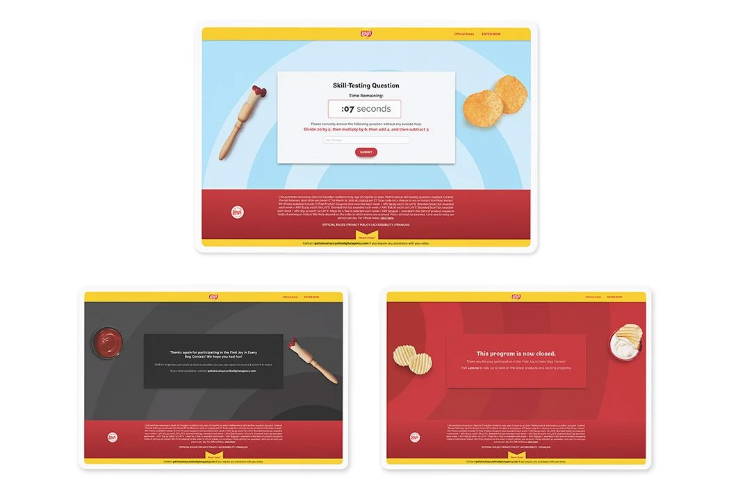 Lays contest screens on mobile and desktop