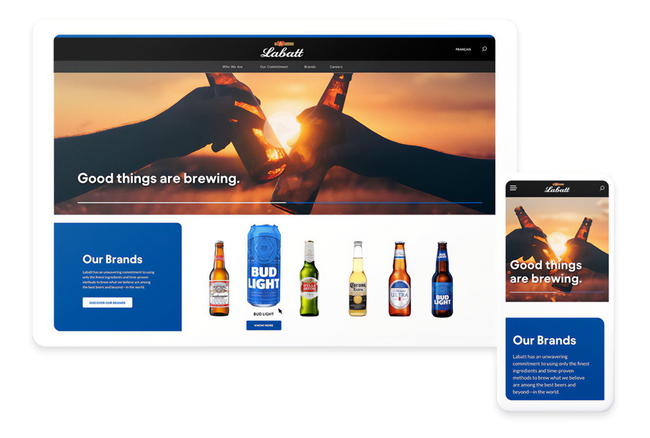 An image of Labatt website on devices