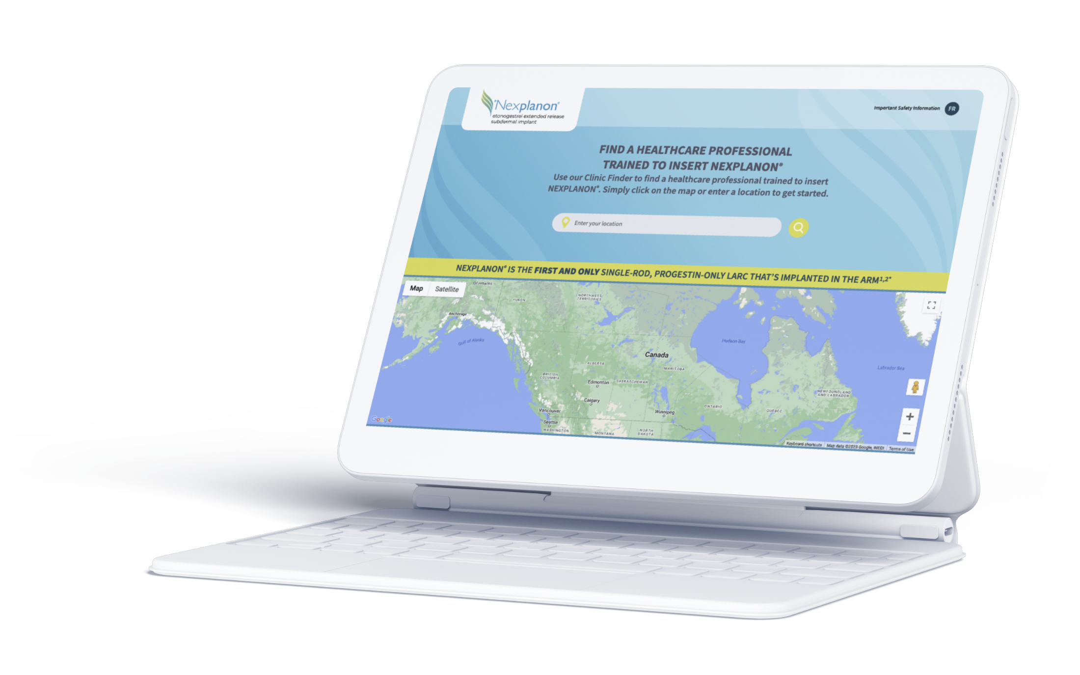 An image of Organon Nexplanon webpage