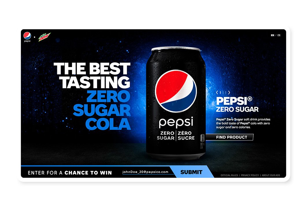 Pepsi, Xbox contest screen on desktop