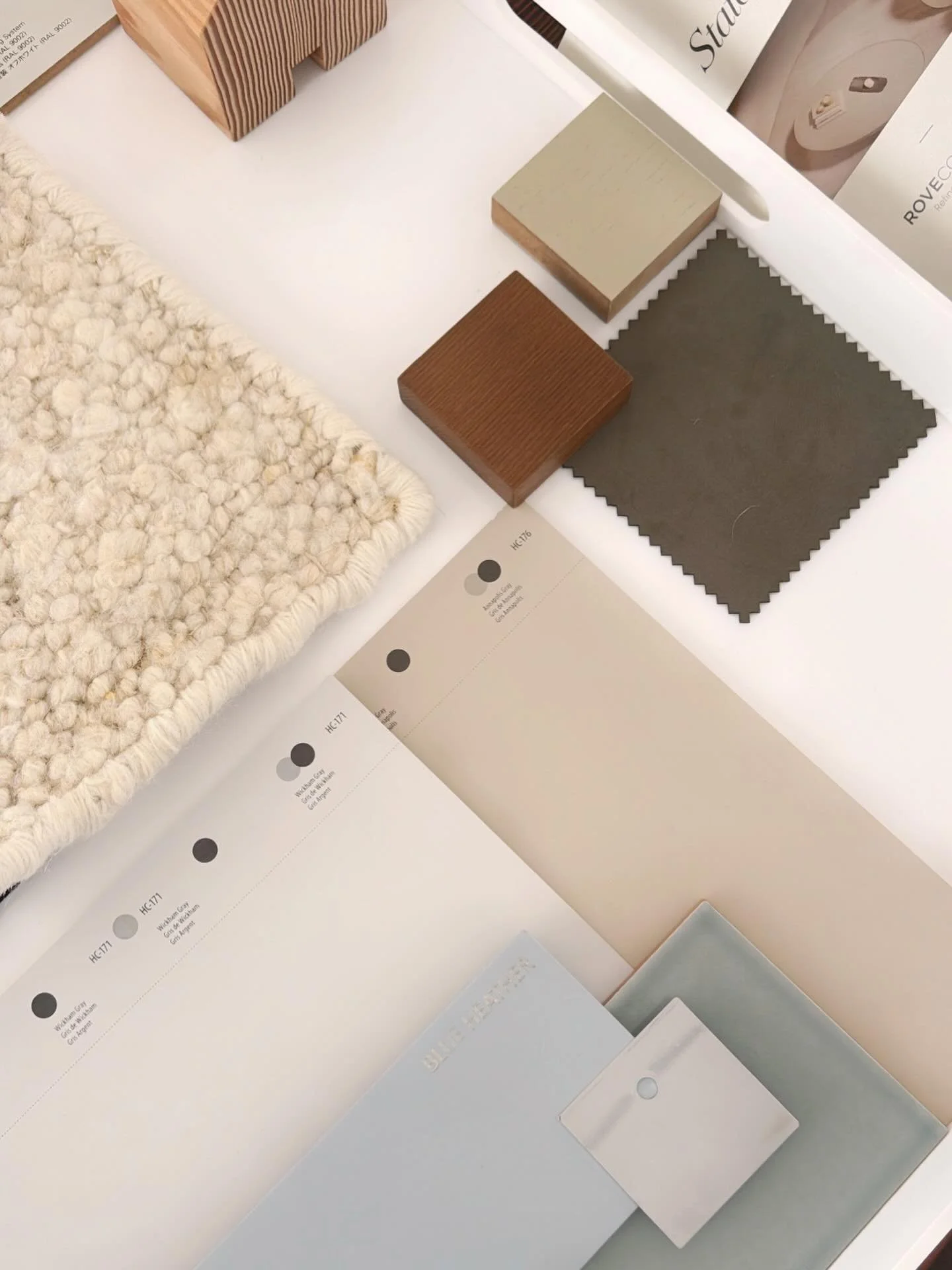 Early Saturday morning, coffee and material samples spread across the table. A client calls for help with a color decision. We talk about color, materials, daylight, and mood, and how it all comes together to shape not just the space, but the living 