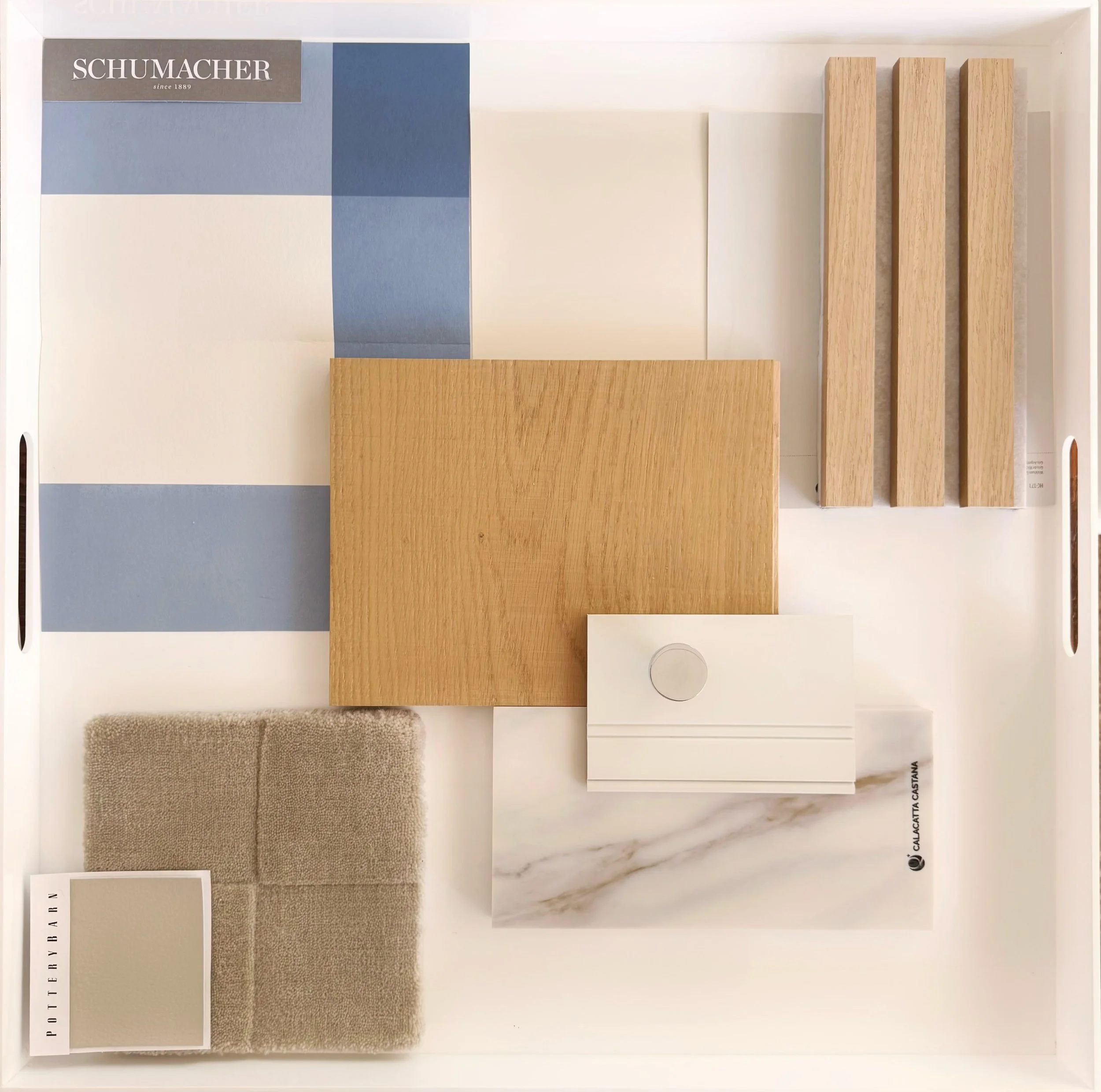 A material board for a small, cozy, much-needed refresh in the South Bay. The project is moving quickly, with intention.

After a quick space-planning study and 3D visualization, the materials bring it all together.

Sometimes a space doesn&rsquo;t n