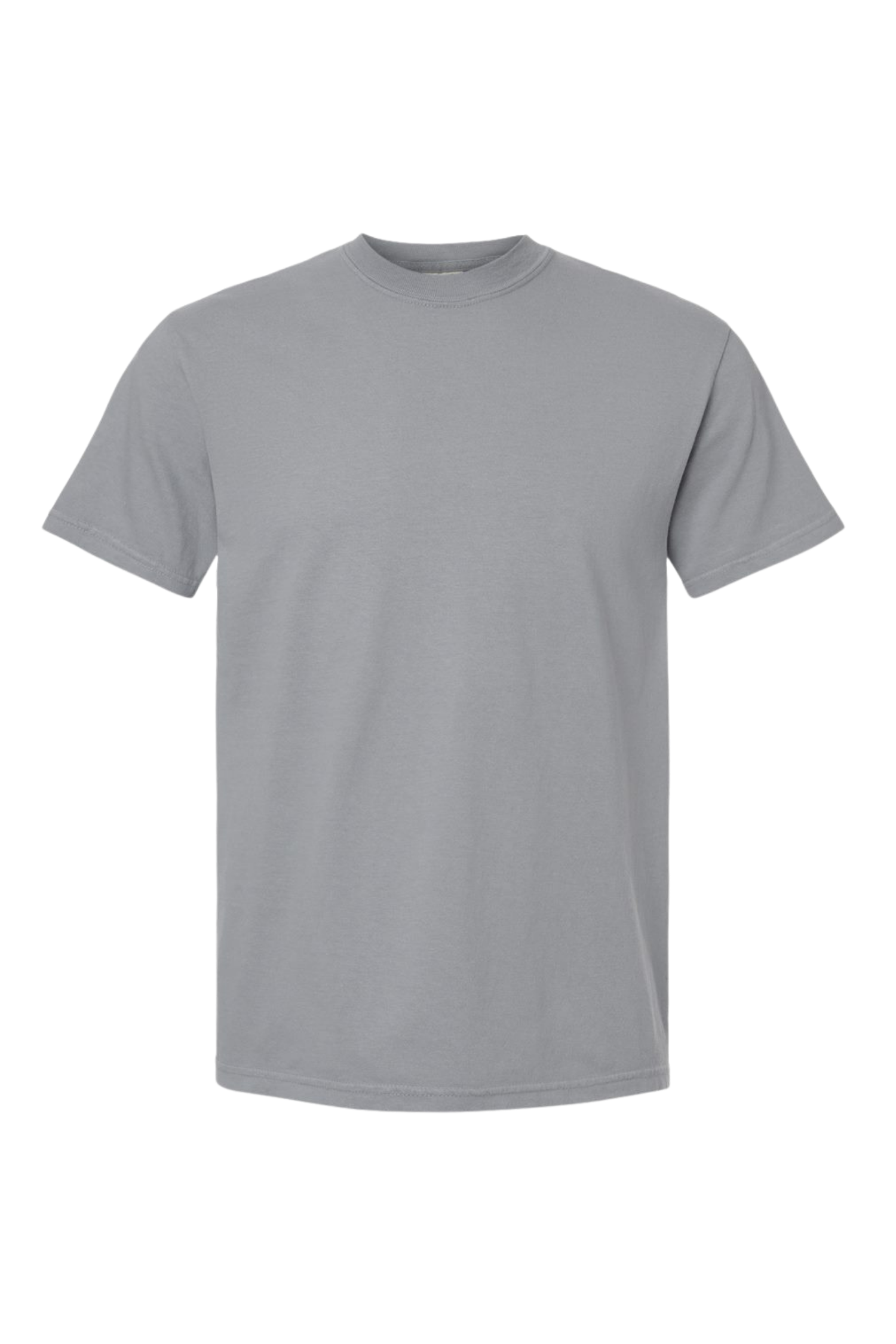 Gray short-sleeve crewneck T-shirt with no visible logos or designs