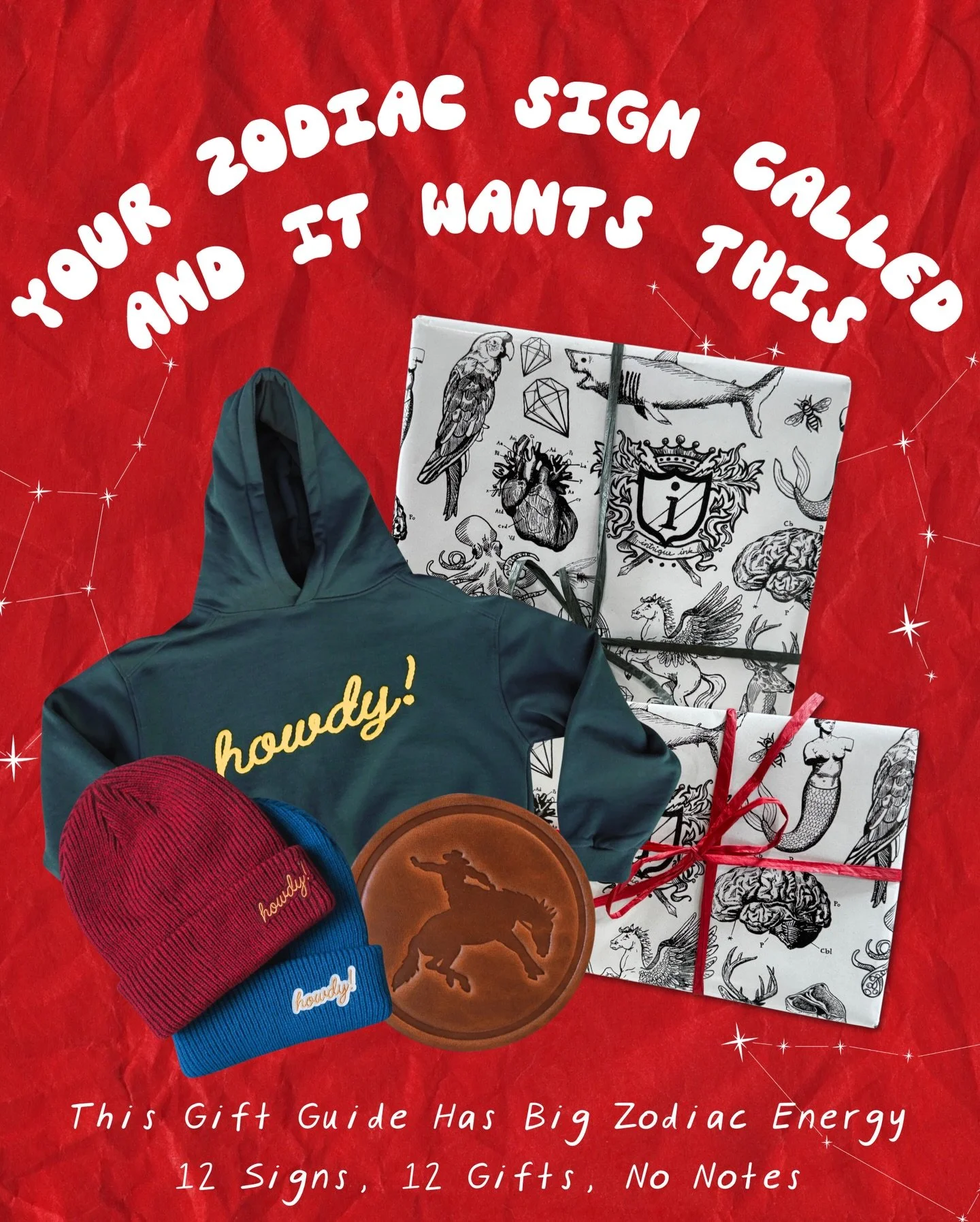 Your Zodiac Sign just called! It wants you to buy this! 🤠❤️ 

#montanamade #bozeman #zodiacsignsbelike #funkyfresh #shoplocal #weaternwear #zodiac #downtownbozeman #giftguide