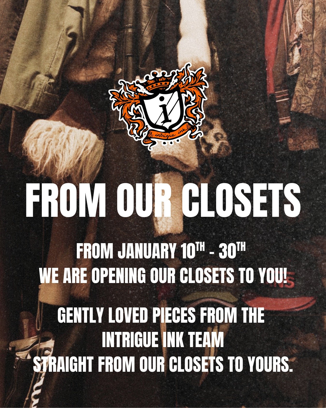 We&rsquo;re opening our closets 👀🖤

From Jan 10&ndash;30, shop gently loved pieces straight from the Intrigue Ink team. 

Discontinued styles, one-of-a-kind finds, and once they&rsquo;re gone, they&rsquo;re gone.

 #shopsmall #screenprinting #funky