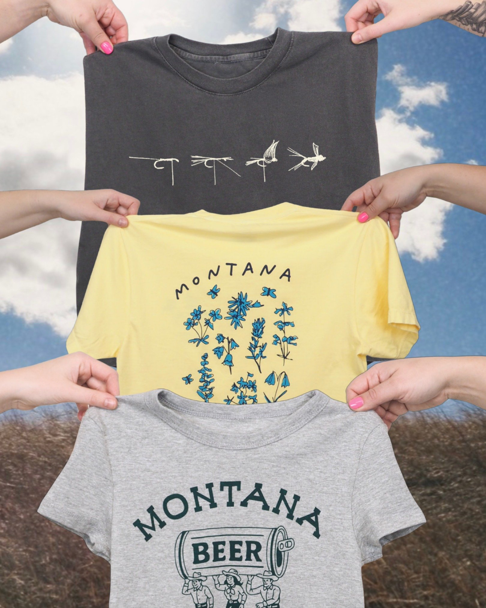 SPRING COLLECTION IS HERE 🌼

We grabbed our favorites, hopped in the van, and headed for a Montana adventure.
From Montana Meadows mornings to leaving Montana Footprints down dusty backroads, this line was made for new paths and wild plans. A little