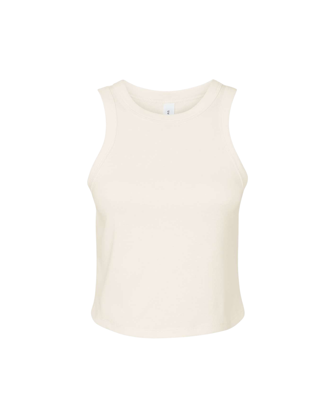 Cream-colored sleeveless top with a round neckline