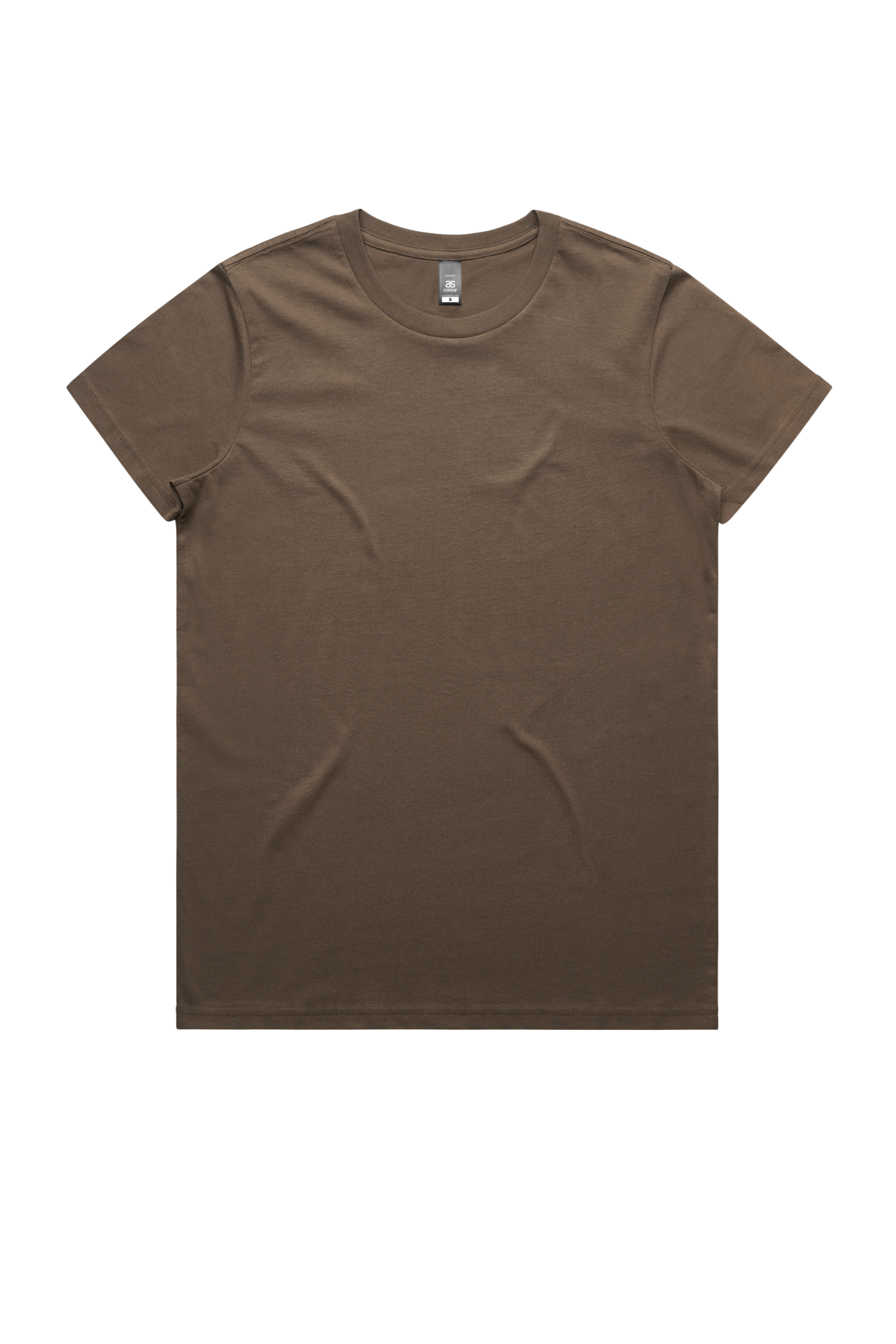 A plain brown non-branded T-shirt laid flat.