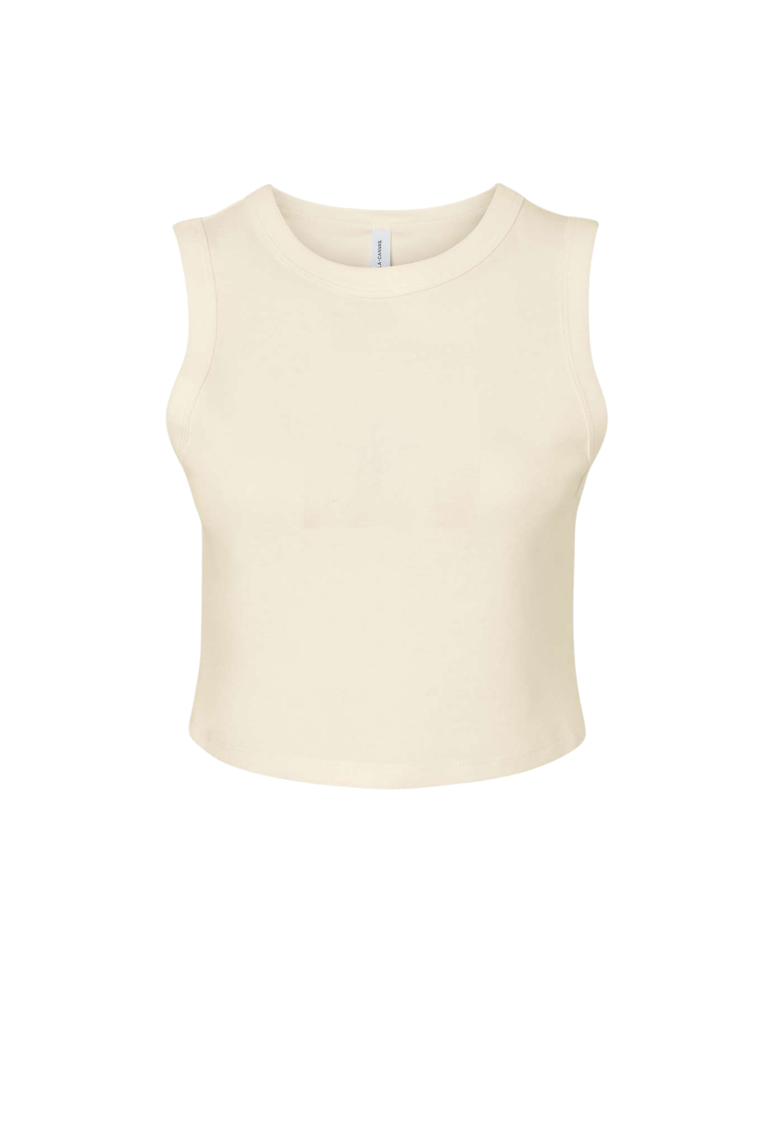 Cream-colored sleeveless top with a round neckline