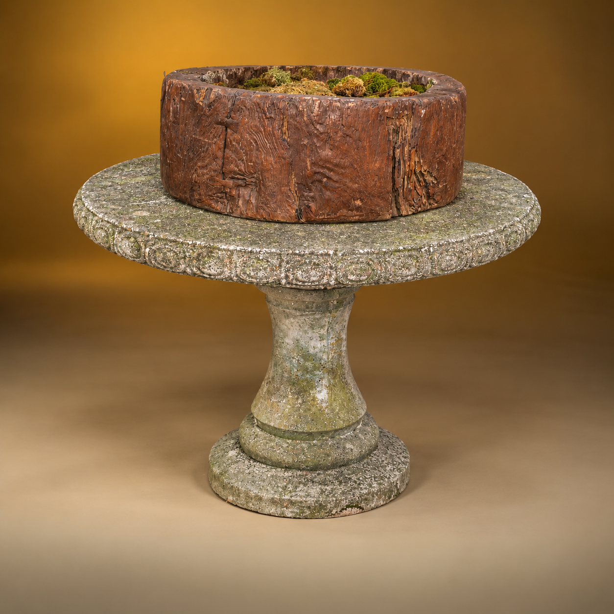 SKU: IG15218   Round Cement Table   C.1950   43''Dx32.5''H