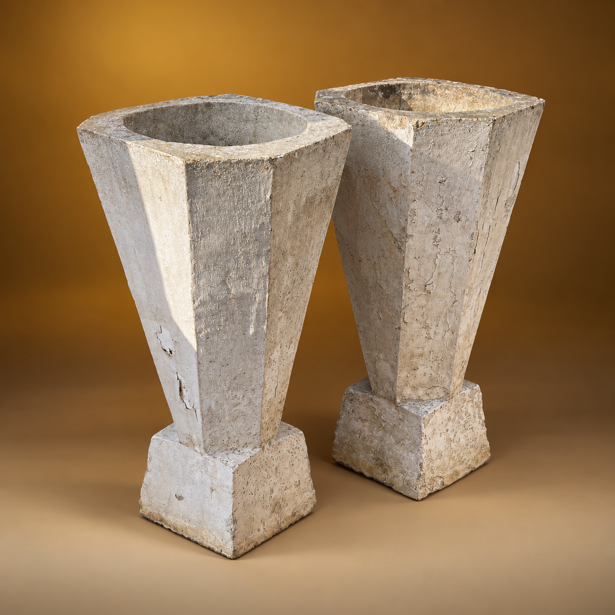 PAIR OF CONCRETE URNS