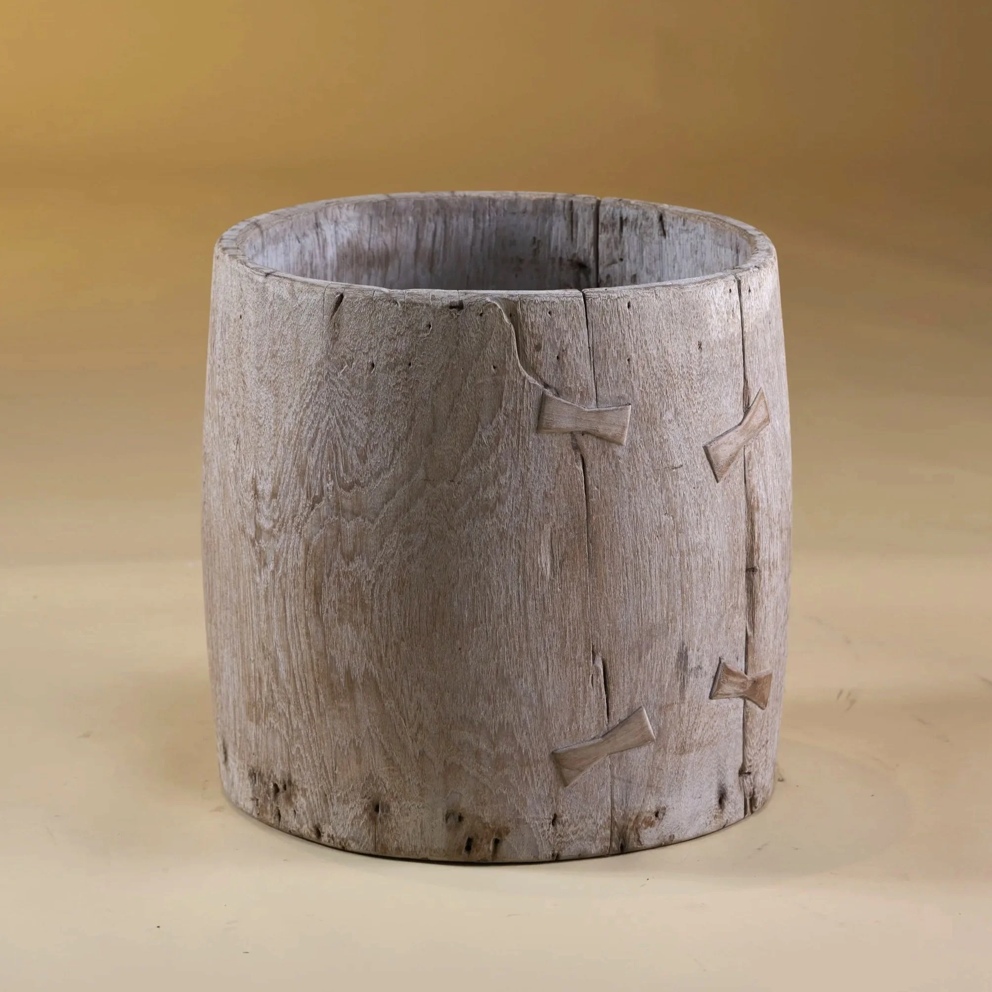 TEAK HARDWOOD CYLINDRICAL DRUM VESSEL
