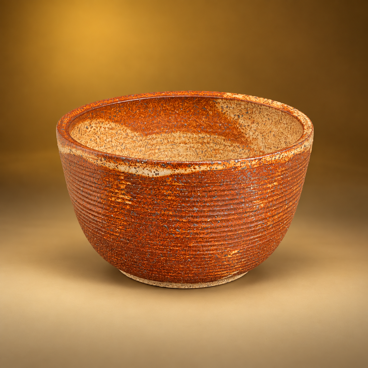 SKU: IG20152   Red & Orange Ceramic Planter   10.75''D x 8''H