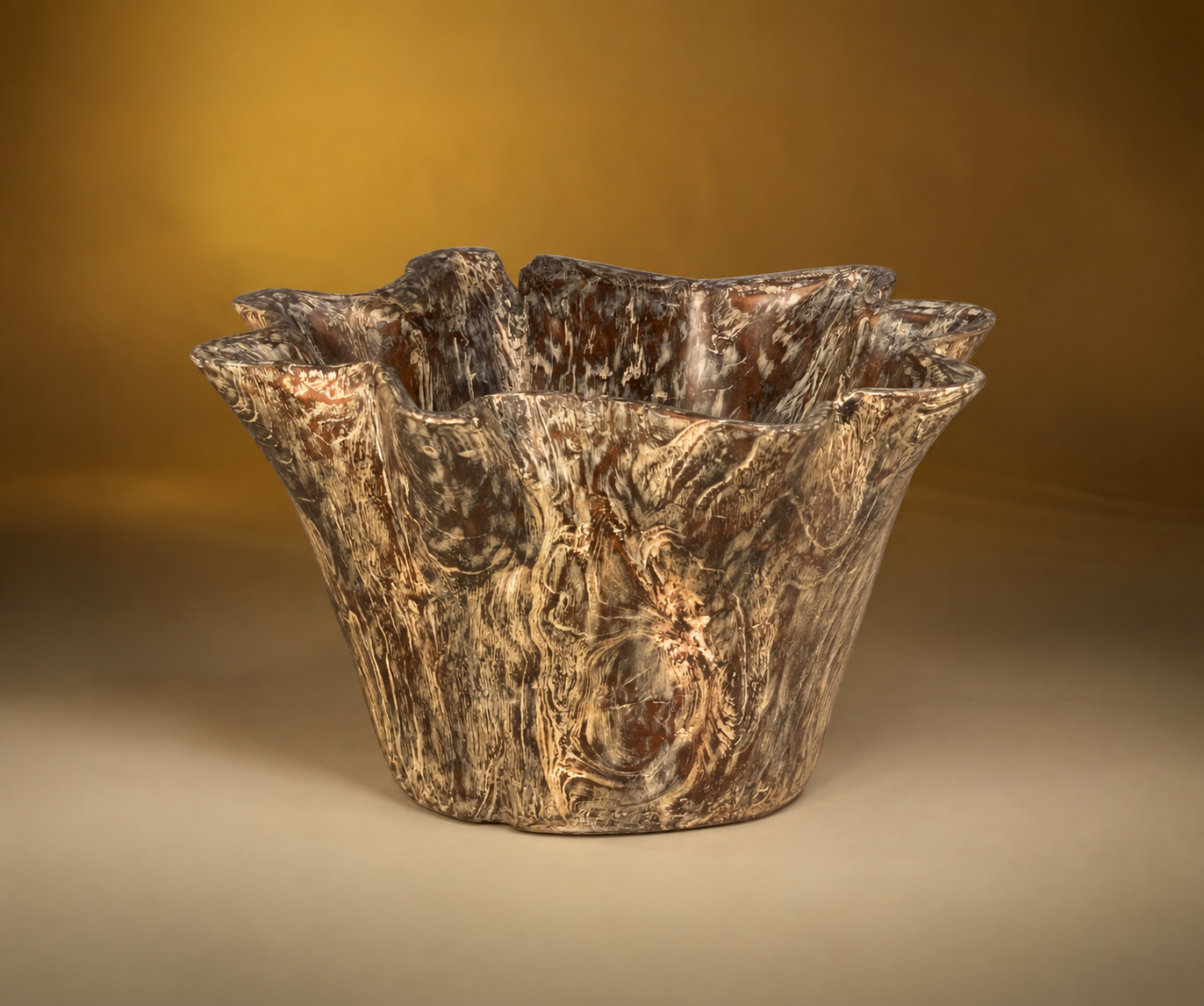 INDONESIAN TEAK ORGANIC FORM BOWL PLANTER