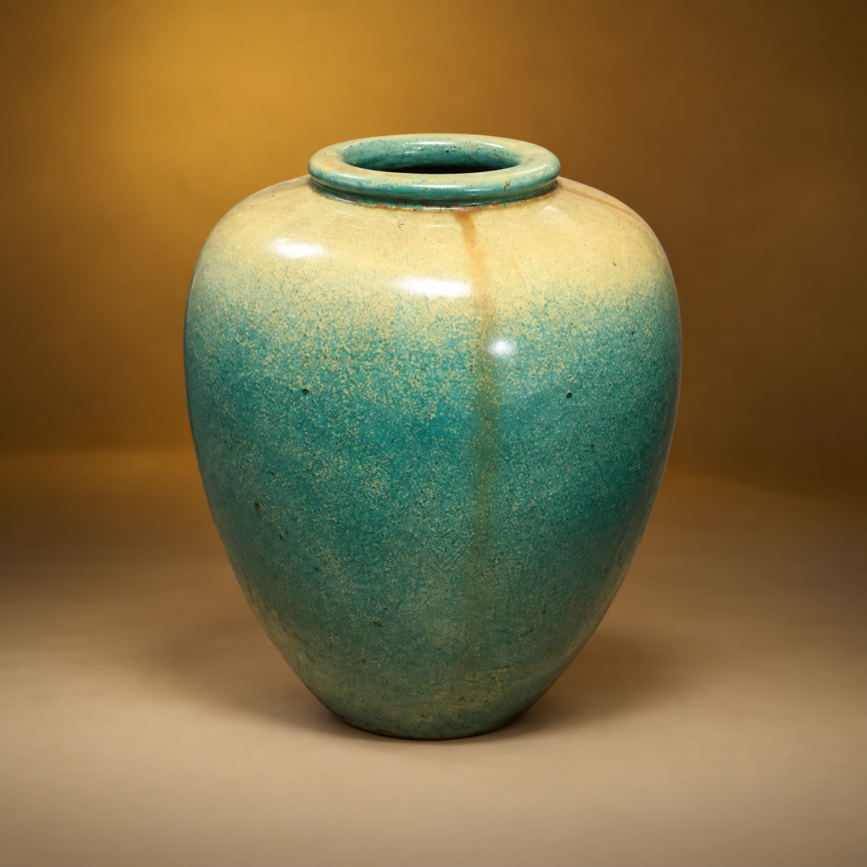 SKU: IG18684   Pair of Rare Goldust Glazed Galloway Jars  Philadelphia, C.1890   22''OD x 7''ID 30''H