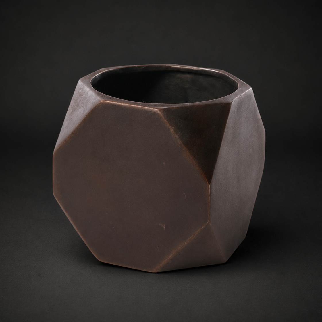 CAST BRONZE FACETED PLANTER