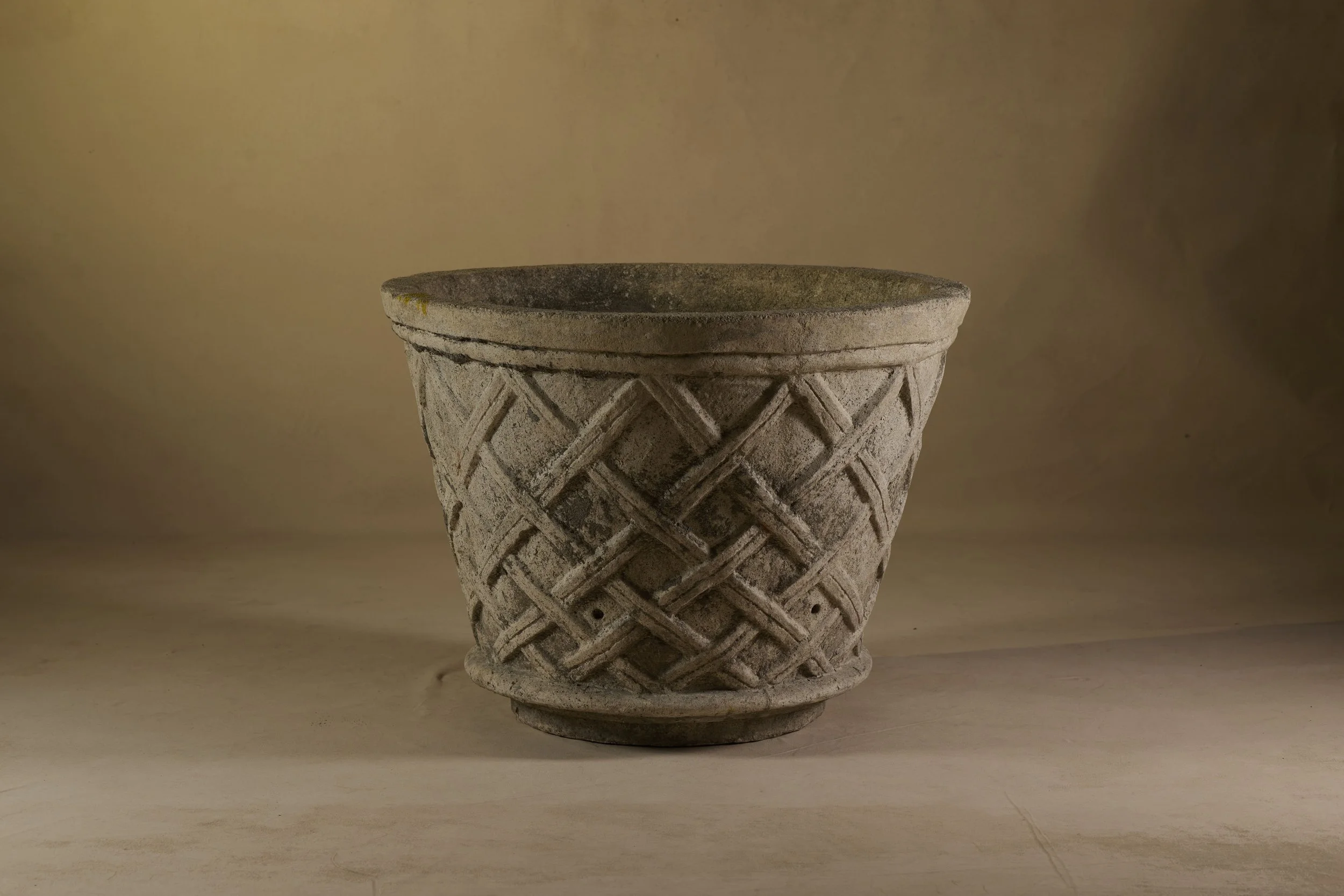 IG21040 Pair of Vintage Concrete Planters with Basket weave Detail, Circa 1940 35.25''D x 25.75''Hea (1)-min.jpg