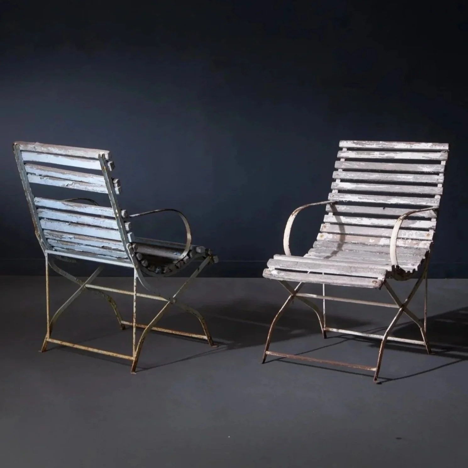 SLATTED WOODEN ARM CHAIRS