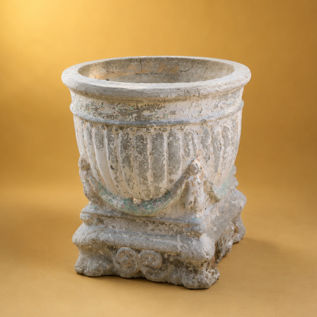 SET OF 4 ITALIAN CAST STONE PLANTERS ON PEDESTALS