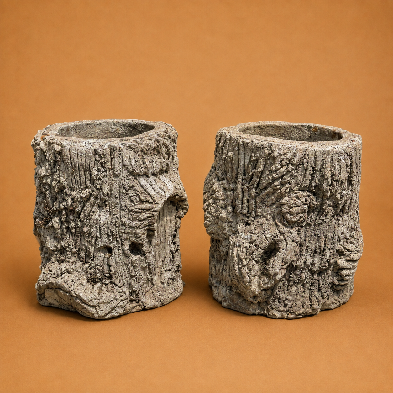PAIR OF FAUX BOIS PLANTERS