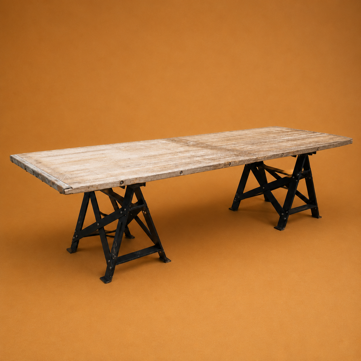 LONG RECTANGULAR INDUSTRIAL DESIGN DINNING TABLE
