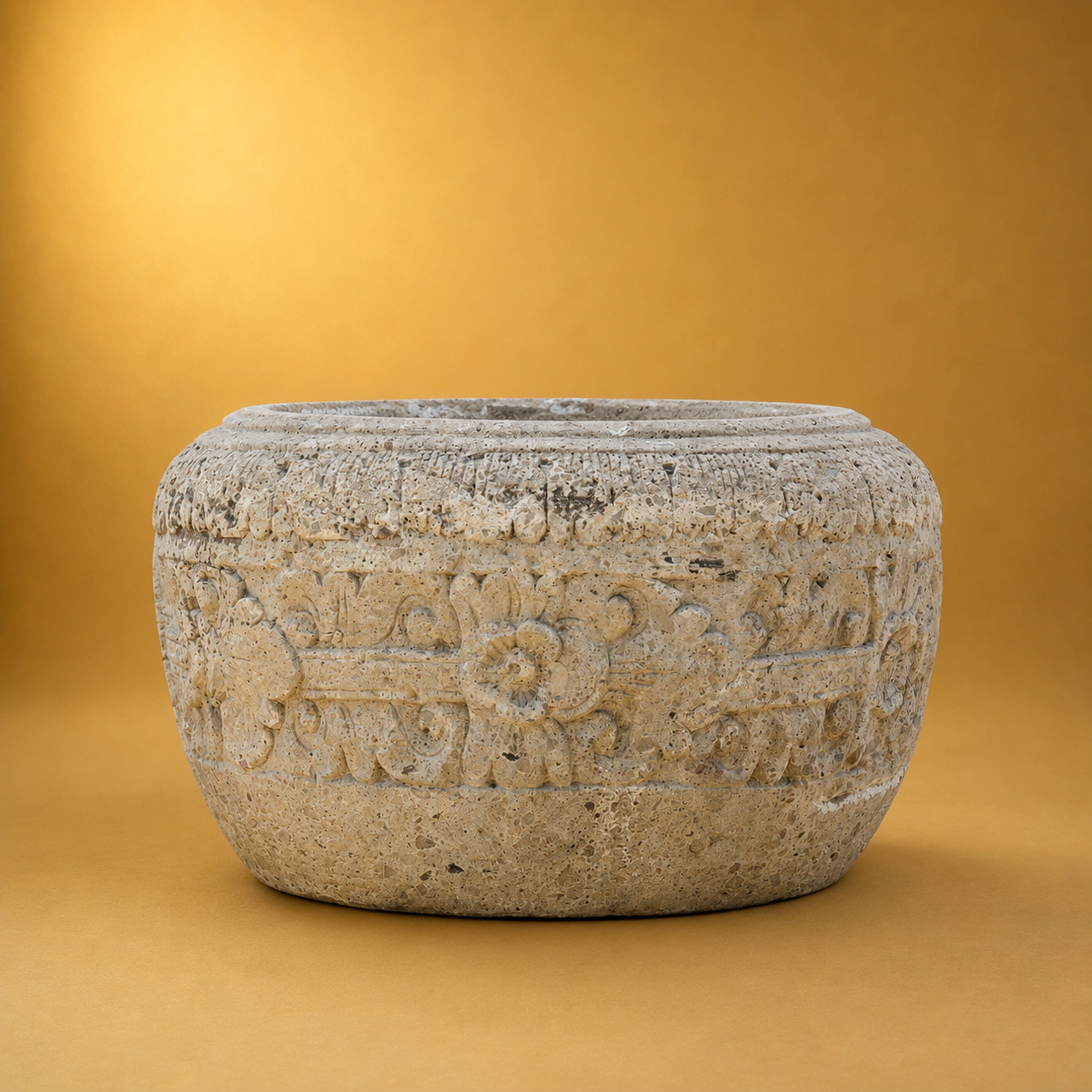 HAND CARVED STONE PLANTER