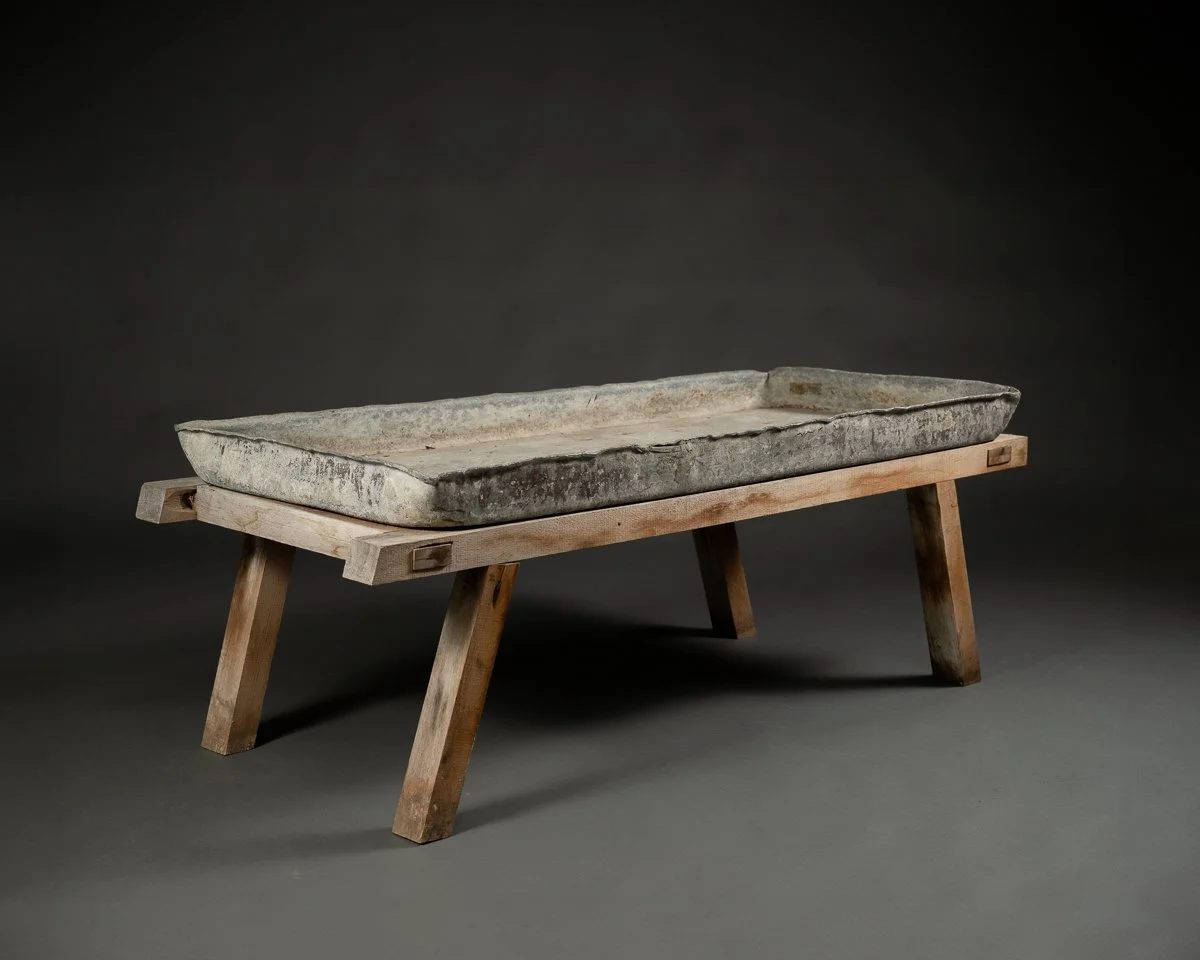 WOODEN TABLE WITH ZINC TOP