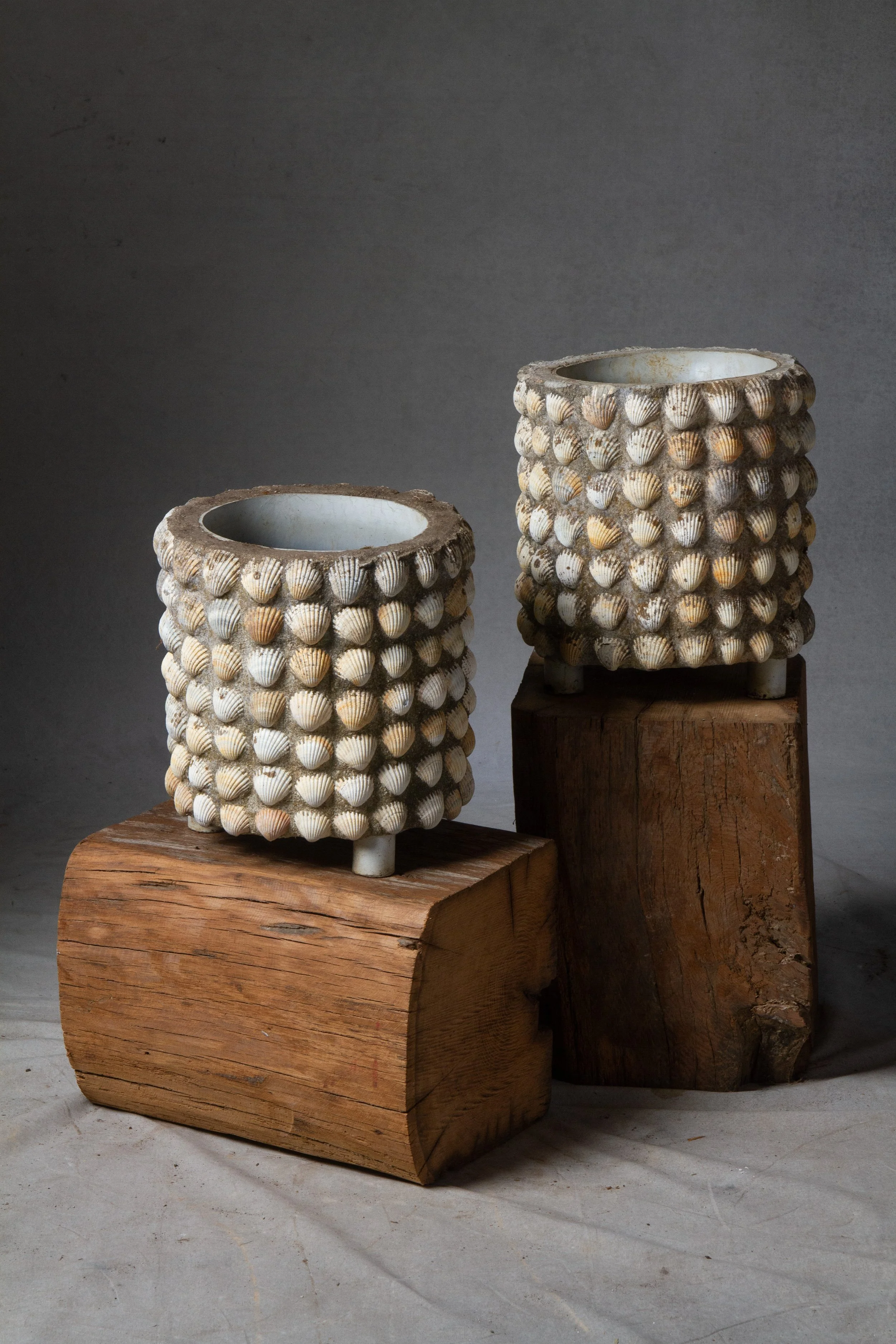 IG19966 Pair of Rare Shell Speciment Embedded Planter  C.1940 Imported From Paris 14''D x 15''H$4500.00Pair Only  (2).JPG