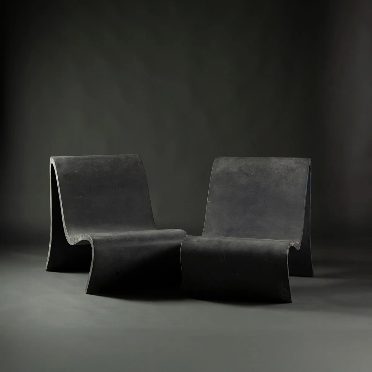 PAIR OF CONCRETE CHAIRS
