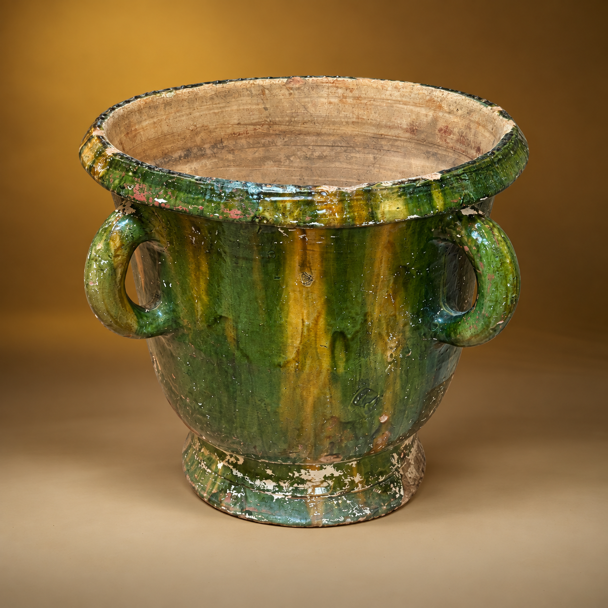 GREEN GLAZED CASTELNAUDARY POT