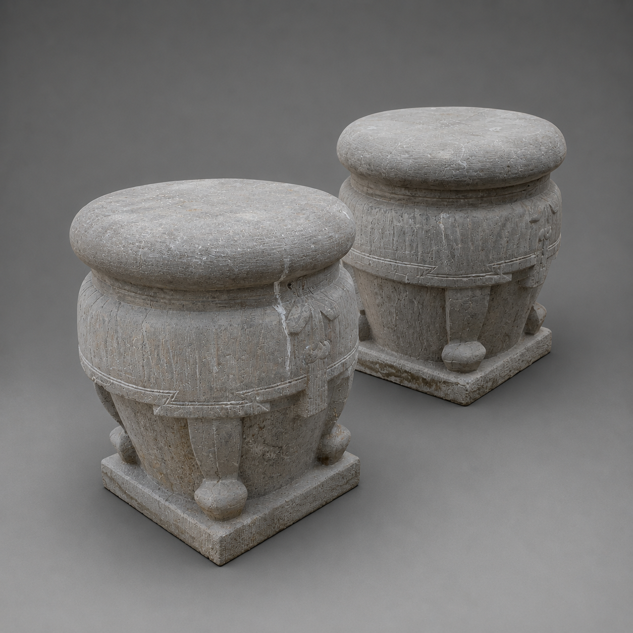 PAIR OF MARBLE SEATS