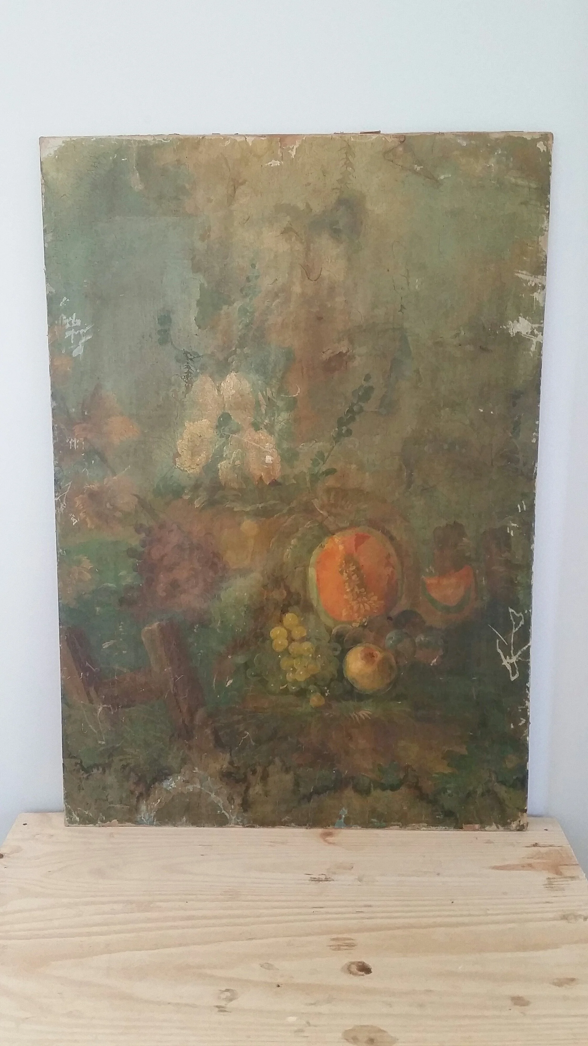 IG15702A-E  French Painted Panels on Canvas Board from a Lyon Estate 33''L x 1''W x 48''H C.1850 $1550ea.....jpg