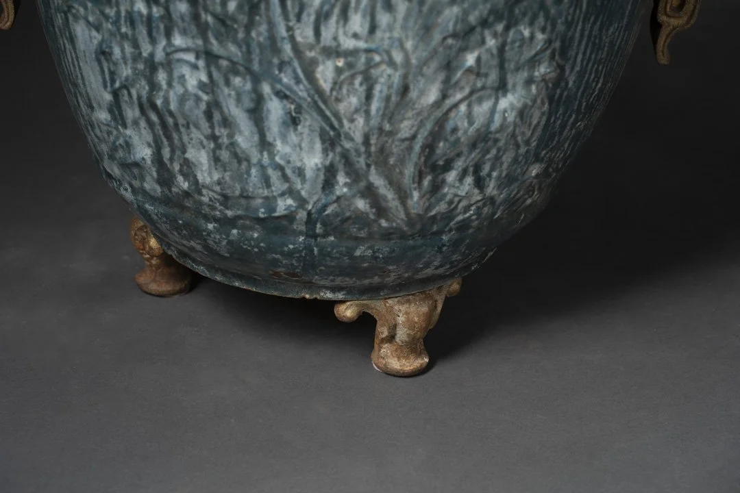 IG21007 Napoleon III Enamelled Cast Iron Urn Fonte De Rouen(Fonderie Du Bourget) Chinese Theme From Opera Garnier Paris 26''D x 26''H C (11).jpg