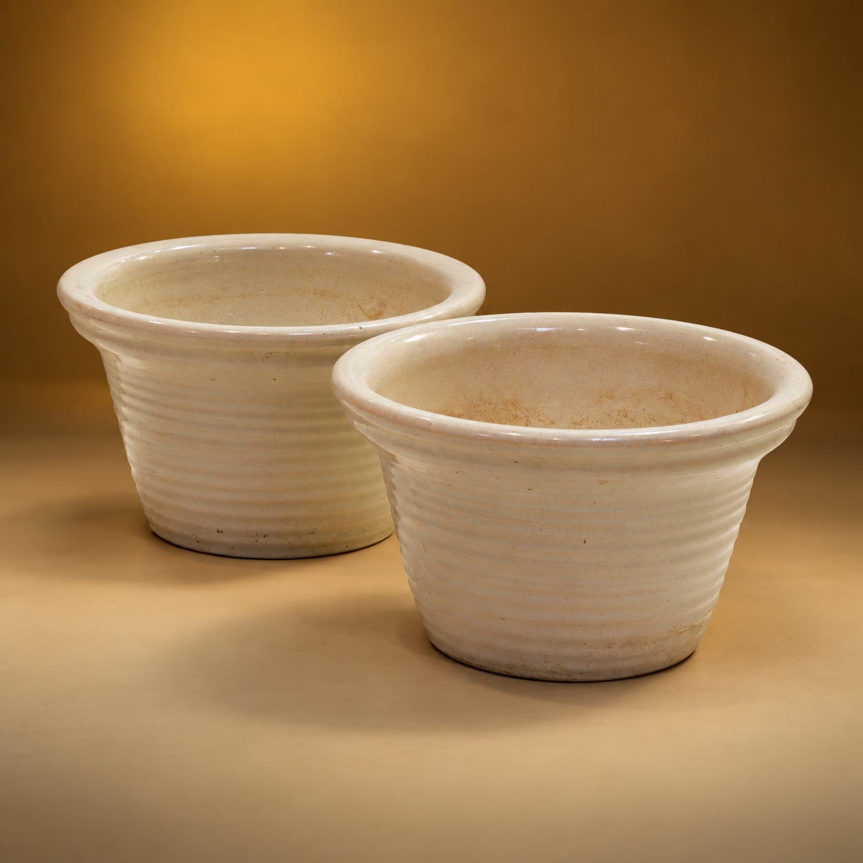 SKU: IG16838 AB   Beige Garden City Pottery Planter   8''D x 5''H