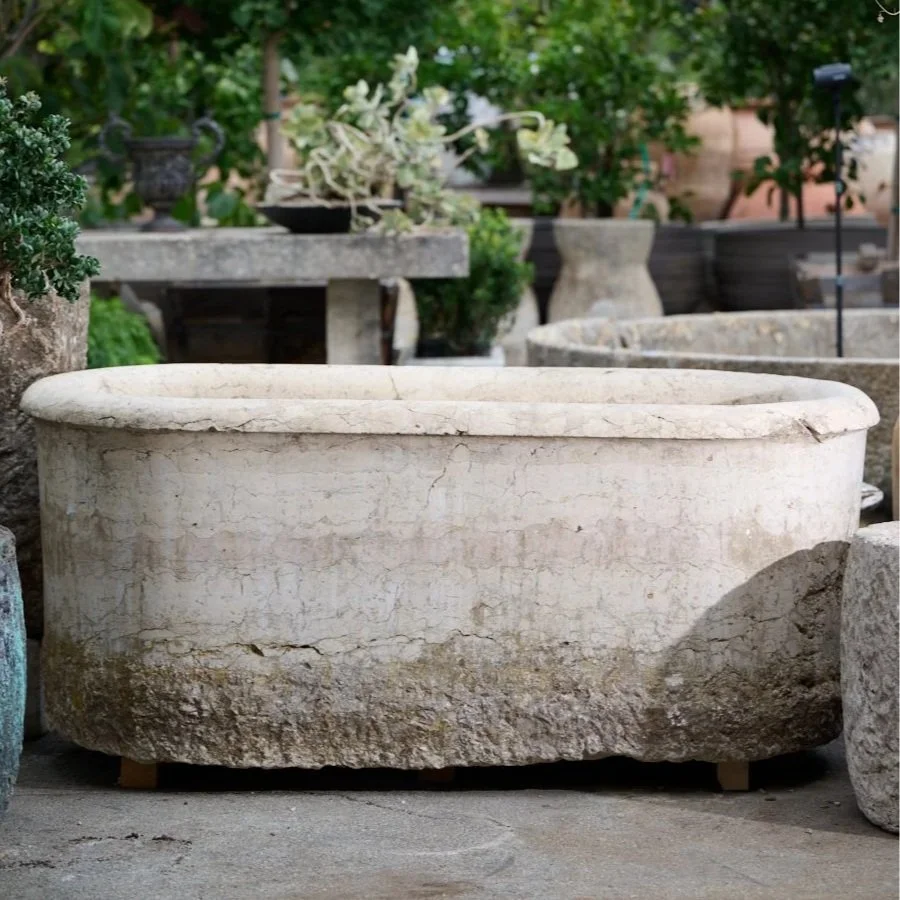 CARVED ITALIAN STONE BATHTUB