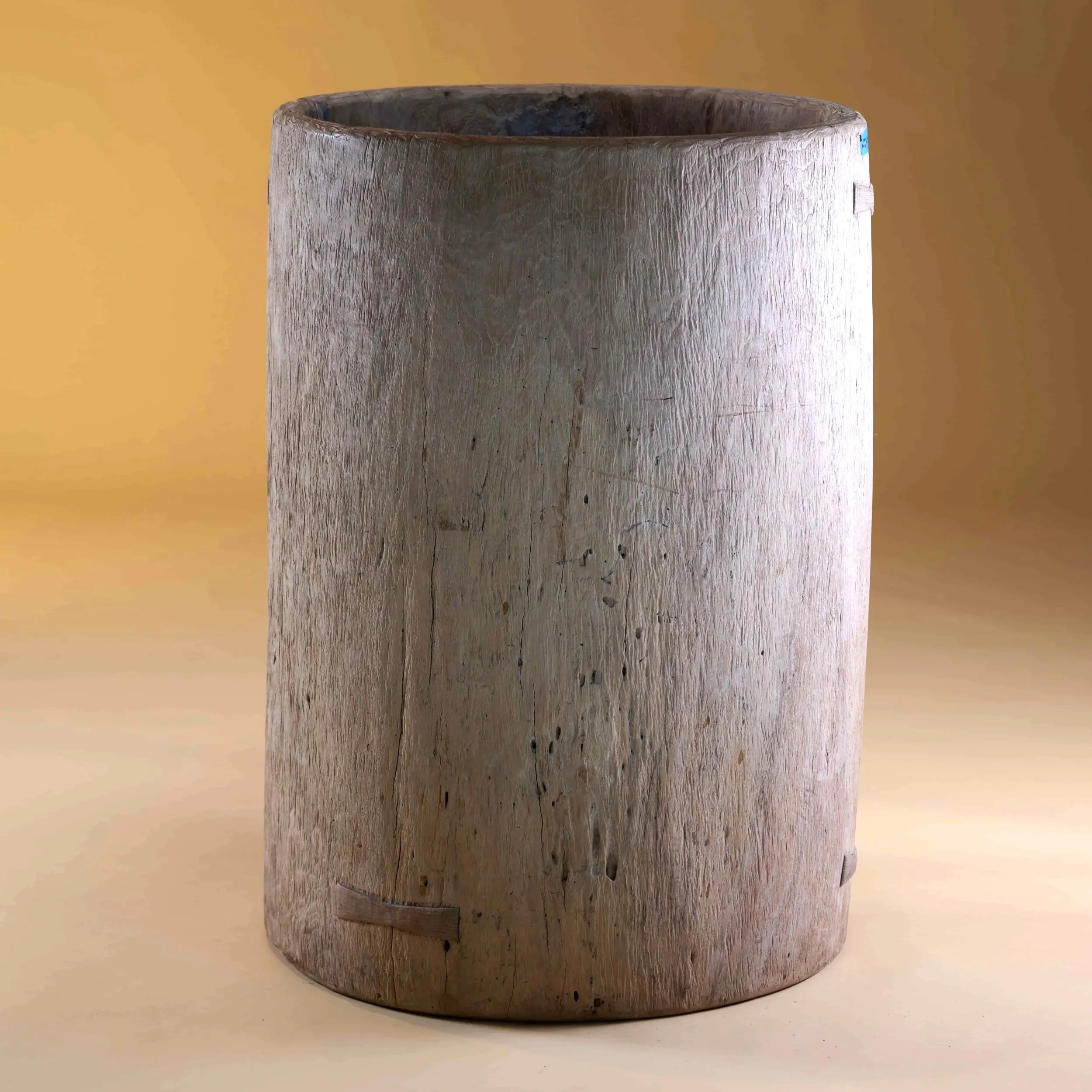 TEAK HARDWOOD CYLINDRICAL DRUM VESSEL