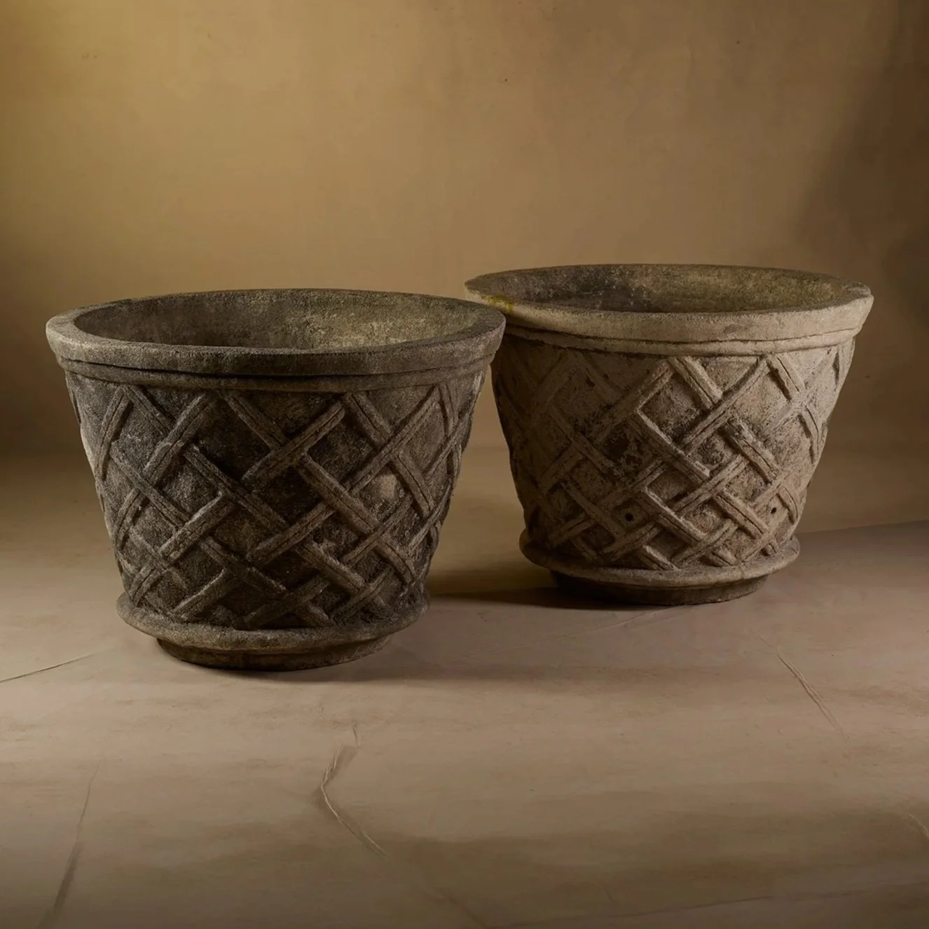 BASKET WEAVE CONCRETE PLANTERS