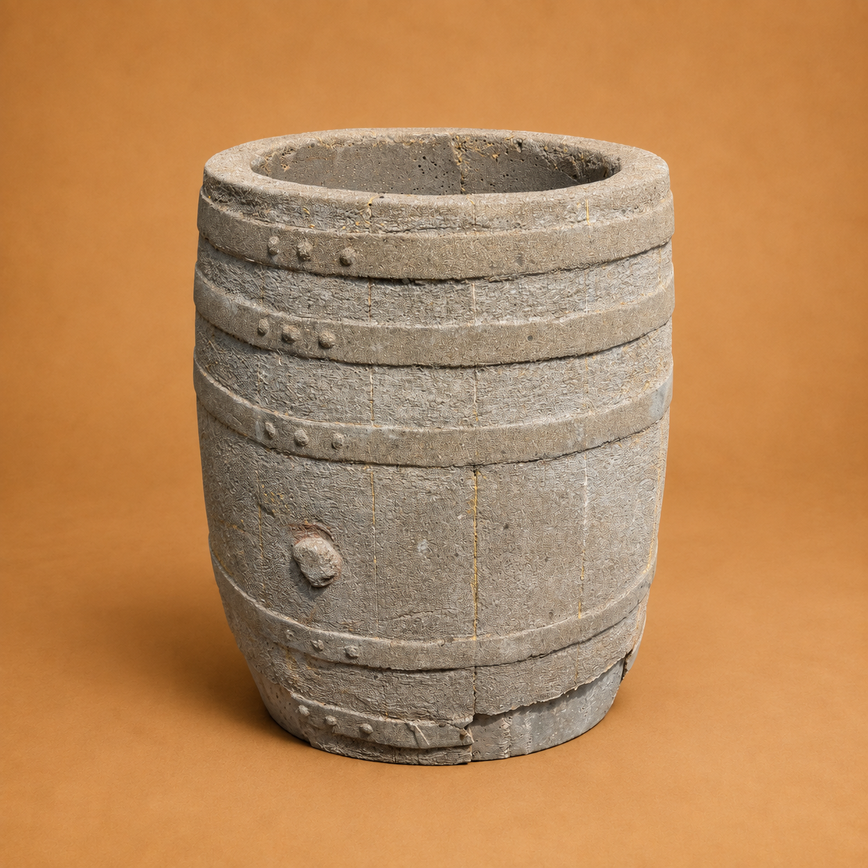 PAIR OF FRENCH FAUX BOIS BARRELS PLANTERS