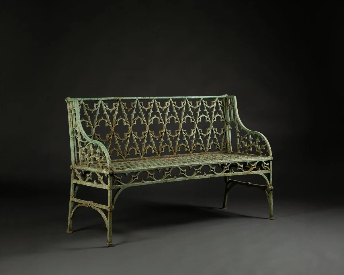 FRENCH GOTHIC REVIVAL CAST IRON GARDEN BENCH
