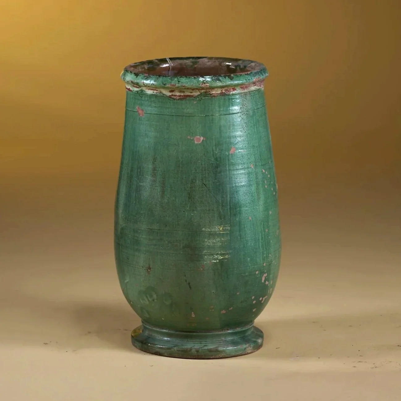 ANTIQUE GREEN GLAZED TERRA COTTA JAR