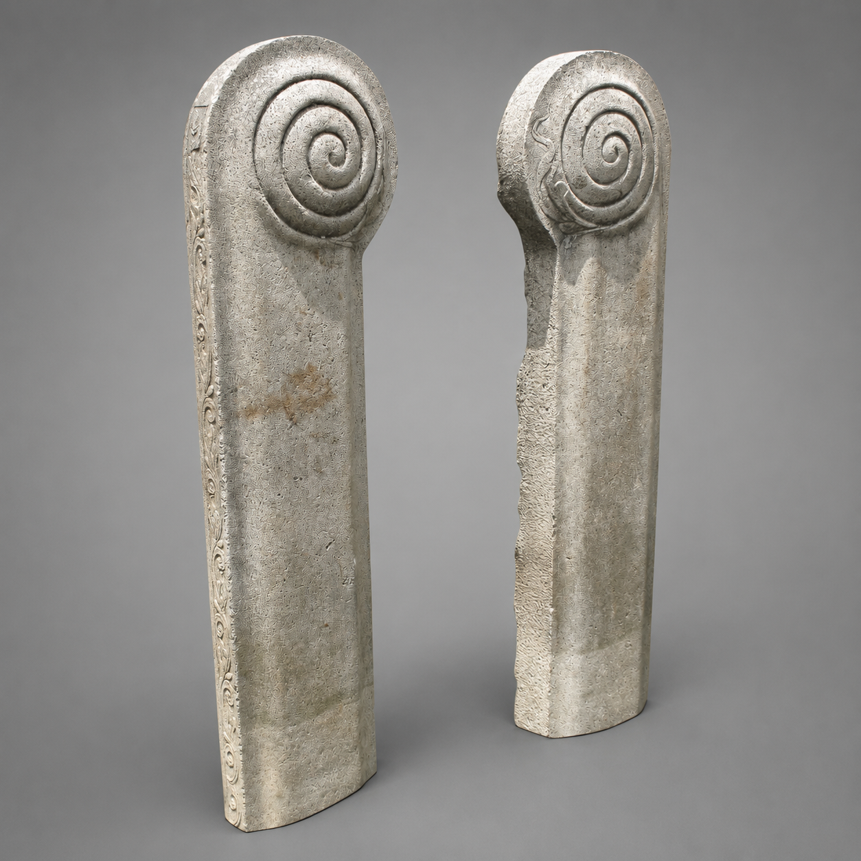 PAIR OF STONE TEMPLE ADORNMENTS GRANITE