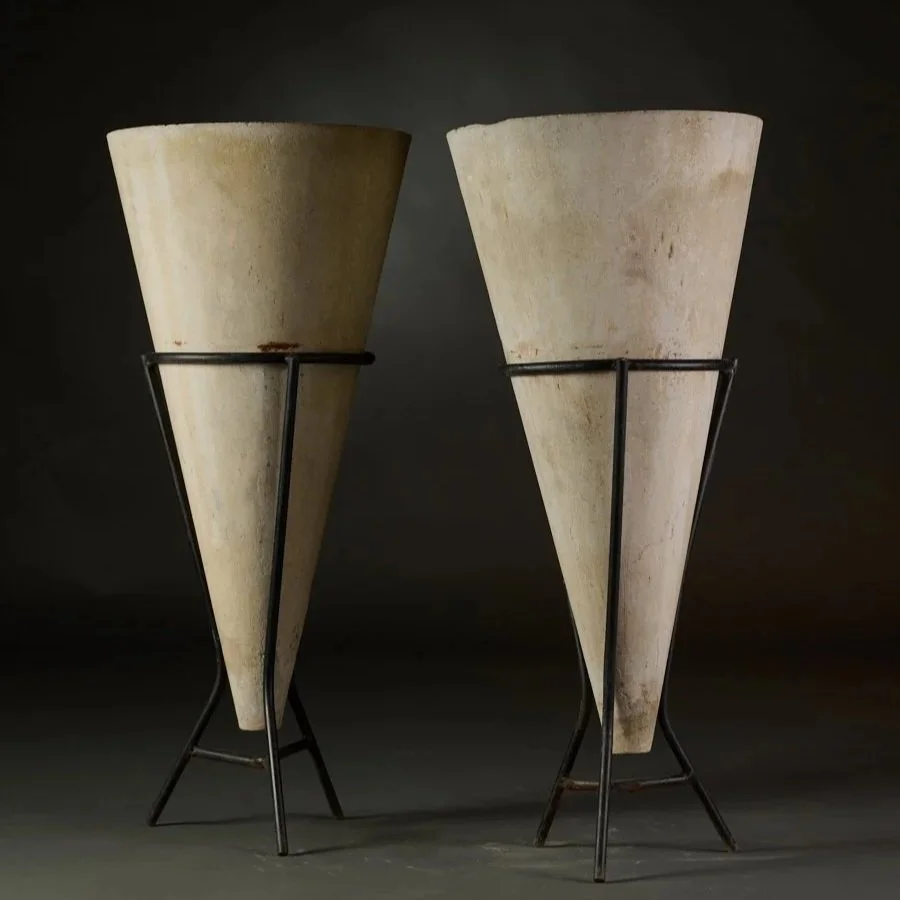 WILLY GUHL CONICAL VASE WITH IRON BASE