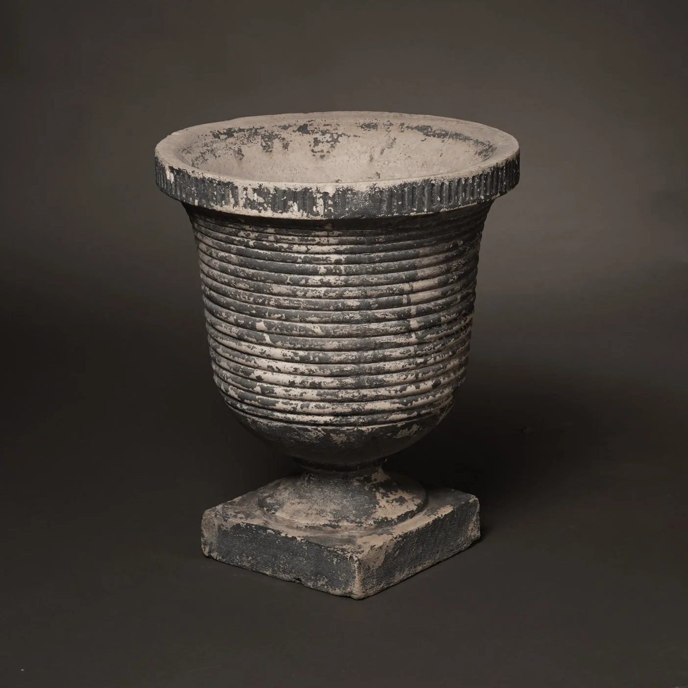 FRENCH VINTAGE CAST CONCRETE FOOTED URN
